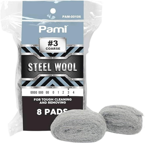 PAMI Grade #3 Coarse Steel Wool Pads:8 Pads