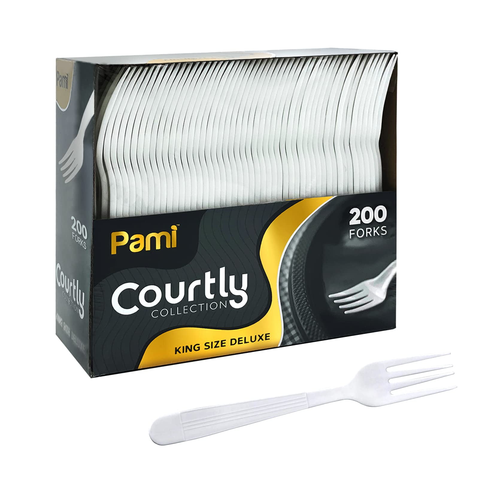 PAMI Heavy Weight Disposable Plastic Forks [200Pack] Bulk King Size