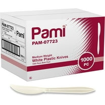 PAMI Plastic Knives Medium Weight Plastic Knife Disposable Cutlery, 1000-Pack