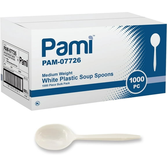 PAMI Plastic Soup Spoons Disposable Silverware Plastic Cutlery, 1000-Pack