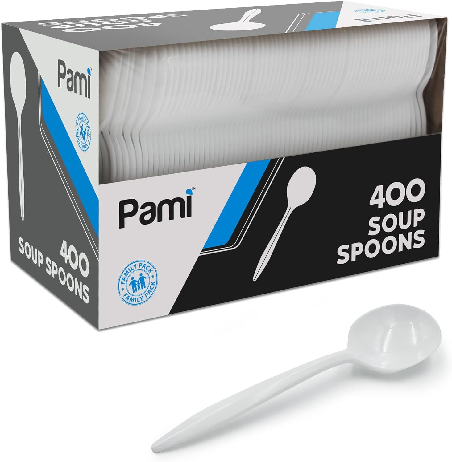 PAMI 400-Pack White Disposable Plastic Teaspoons