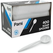 PAMI Plastic Soup Spoons Disposable Silverware Plastic Cutlery, 400-Pack