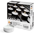 thumbnail image 1 of PAMI Premium White Tealight Candles 100-Pack – Unscented Paraffin Tea Lights with 4-Hour Burn Time, Beautiful Flame for Votive Holders, 1 of 7