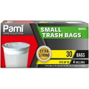 PAMI Small Trash Bags Strong Multipurpose Trash Can Plastic Garbage Bags, 4 gal White 30-Pack