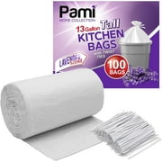 PAMI Tall Kitchen Garbage Bags with Twist Ties Lavender Plastic Trash Bags, 13 gal 100-Pack