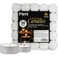 thumbnail image 1 of PAMI Tealight Candles 50-Pack – Bulk Unscented White Tea Lights, Long-Lasting Candles for Votive Holders, 1 of 5