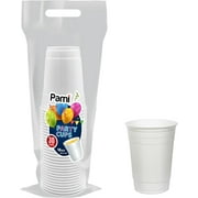 PAMI White Party Cups Disposable Plastic Cups Party Supplies in Resealable Bag, 16 oz 30-Pack