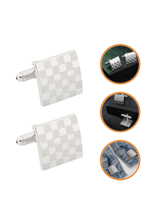 1 Pair Simple Fashion Silver Alloy Cufflink for Men's Suit Accessories Formal Events