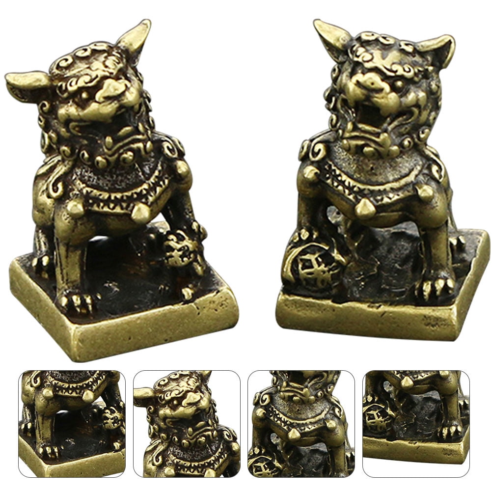 Statues de Feng Shui Chi Lin/Kylin, figurine en pierre bleue de licorne chinoise Kirin pour la richesse et la prospérité, ornements Qilin pour la décoration de la maison ou du bureau,A pair,Big