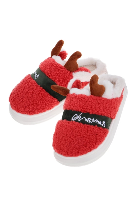 1 Pair Home Slippers for Women with a Thick Sole and Nonslip Bottom in Red Color for Warmth and Comfort