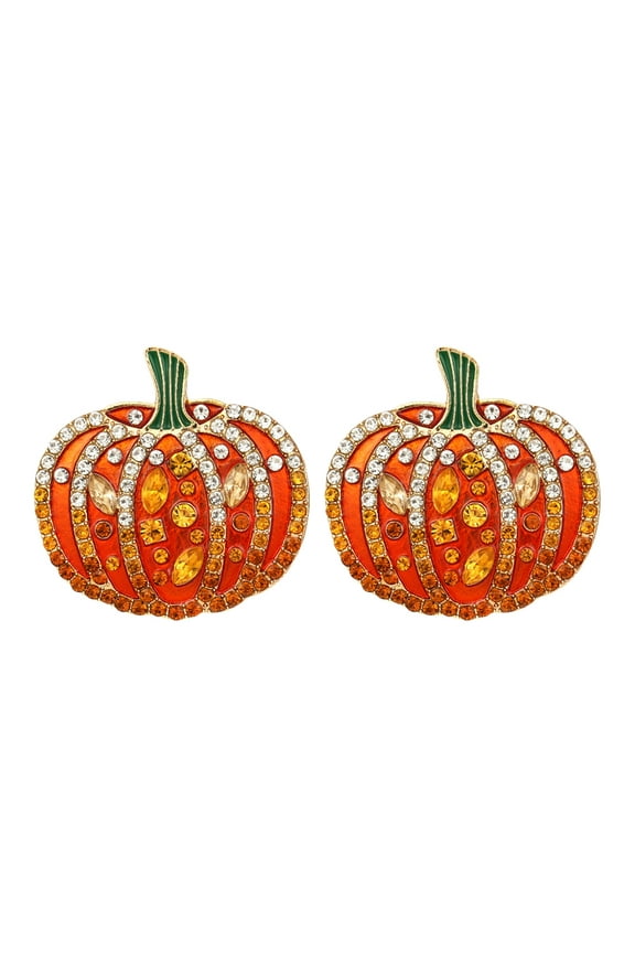 1 Pair Pumpkin Earring for Orange Color Stud Earrings Metal Plating Process