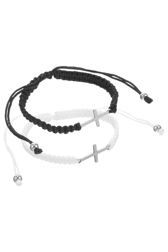 1 Pair Round Woven Rope Cross Bracelets For Girls Symbolic present Friendship Symbol