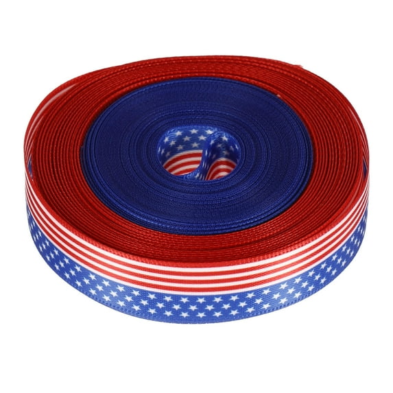 PAMINGONO 1 Roll Independence Day Ribbons For Crafts Red Blue Multi Color Fabric For Party Planners