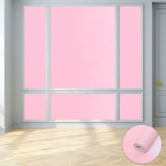 PAMINGONO 1 Roll Pink PVC Removable Wallpaper for Renters Modern Style