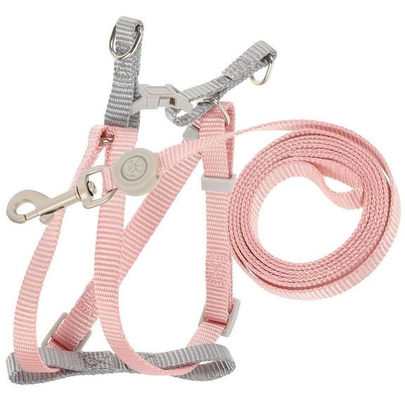 PAMINGONO 1 Set Adjustable Kitten Harness Leash Set in Pink for Cats Up to 150x0.39in