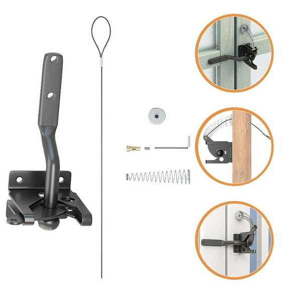 PAMINGONO 1Set Heavy Duty Black Gate Latch for Wood Metal Vinyl Gates with Installation Kit