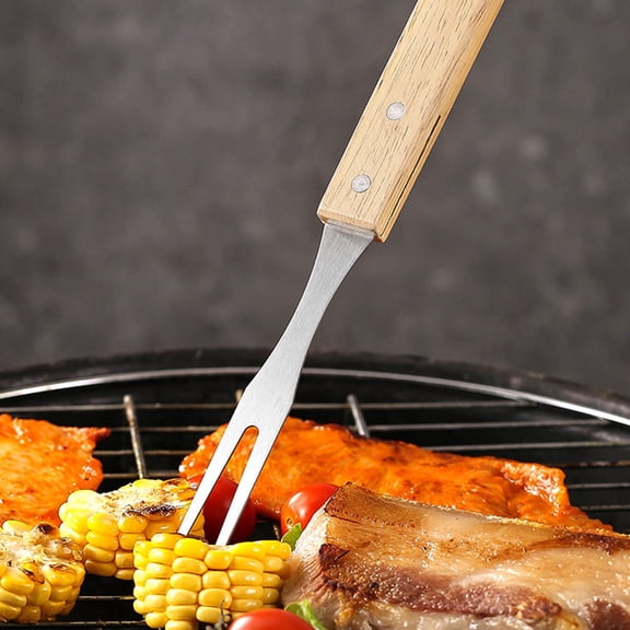 PAMINGONO 1 Set Barbecue Tools Stainless Steel And Wood For Picnic Camping