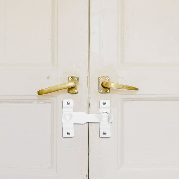 PAMINGONO 1Set Heavy Duty Metal Latch Lock White Slide Bolt for Barn Door Gate Hardware