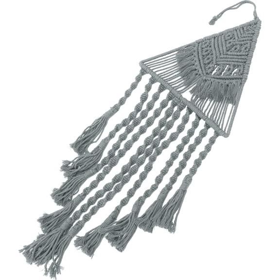 PAMINGONO 1 Set Home Accessories Macrame Tapestry Grey Triangle Tassel 25.55X9.82X0.28in Cotton Rope