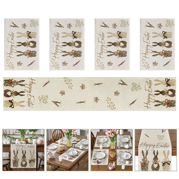 PAMINGONO Kitchen Table Decor Placemats Cotton 1 Set in White for Easter Celebration