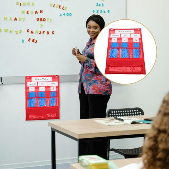 PAMINGONO 1 Set Portable Pocket Chart for Classroom Counting and Grouping Numbers in 17.68X12.97X0.39in