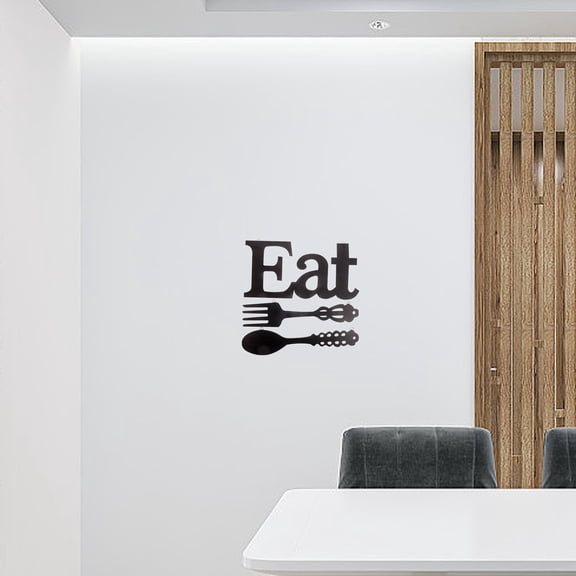 PAMINGONO Farmhouse Wall Decor EAT Sign Fork and Spoon Kitchen Decor Black Basswood 1 Set