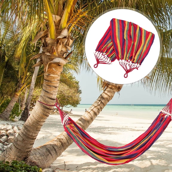 PAMINGONO 1 Set Traveling Hammock with Durable Canvas and Wood for Portable and Relaxation Use in Assorted Colors