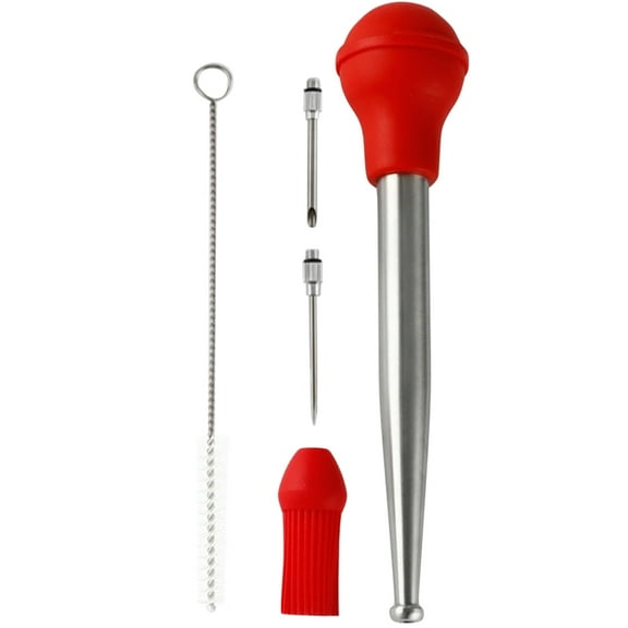 PAMINGONO Red Baster with Silicone Pump - Stainless Steel, Perfect for Home Use, Comfortable Pressing