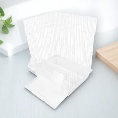 PAMINGONO 1Set White Wire Parrot Travel Cage with Breathable and Portable Bird Carrier