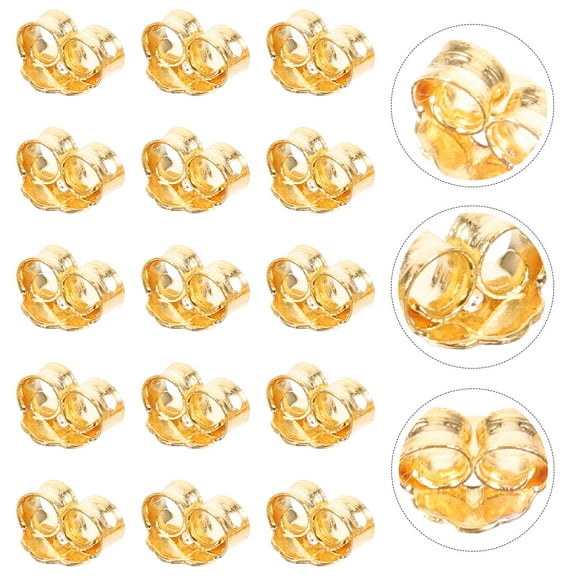 PAMINGONO 10 Pairs Earring Lifter Backs Golden Round for Women DIY Earrings Daily Use