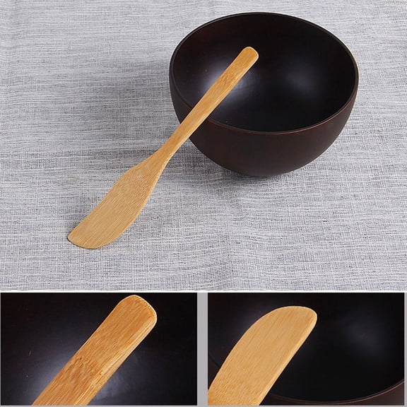 PAMINGONO 10Pcs Natural Wood Dumpling Filling Spoons Khaki Kitchen Spreaders with Dough Cutter