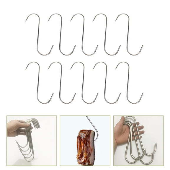 PAMINGONO Stainless BBq Meat Hook Butcher Shops Restaurant Kitchens 10 Pcs