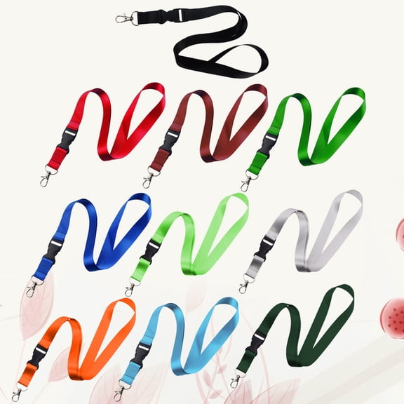 PAMINGONO 10Pcs Nylon Student Lanyard with Detachable Clip Assorted Colors Flat Texture Neck Strap