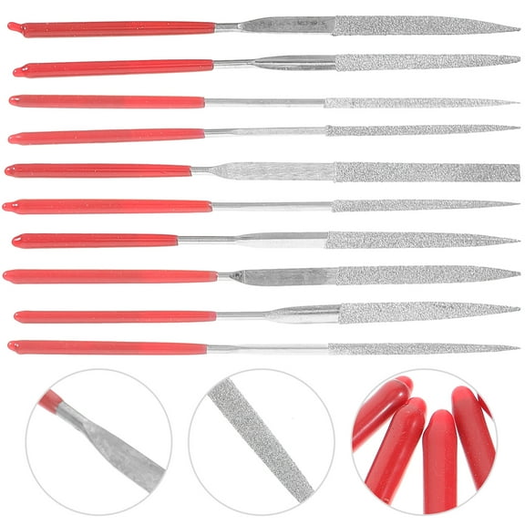 PAMINGONO 10 Red Plastic Jewelers File Set for Metal Jewelry Making
