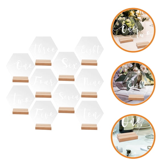 PAMINGONO Restaurant Table Numbers Acrylic Transparent 10 Sets 2.36X0.98X4.52in