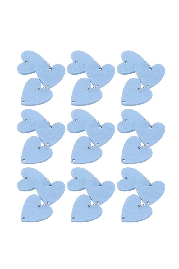 100 Pcs Diy Pendants Valentine S Day Wood Heart Modern Style Blue
