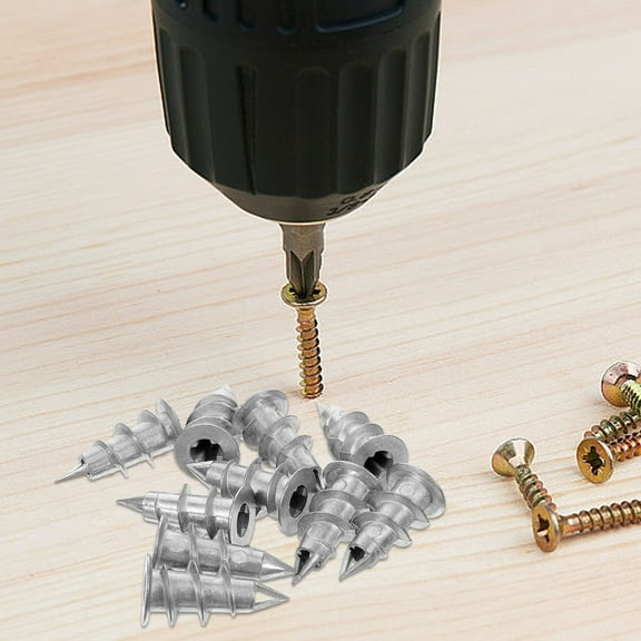 PAMINGONO Wall Anchor Zinc Alloy 100Pcs Silver for Drywall Fixtures