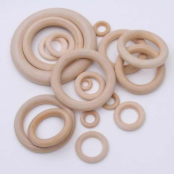 PAMINGONO 100pcs Natural Wooden Rings for Macrame Crafts, 1.57 Inch Smooth Wood Circles for DIY Projects