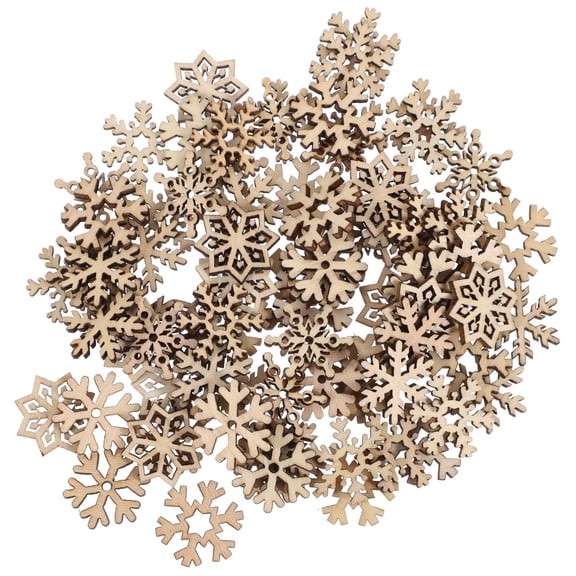 PAMINGONO 100Pcs Wooden Snowflakes Ornaments For Craft Enthusiasts And Decorative Use