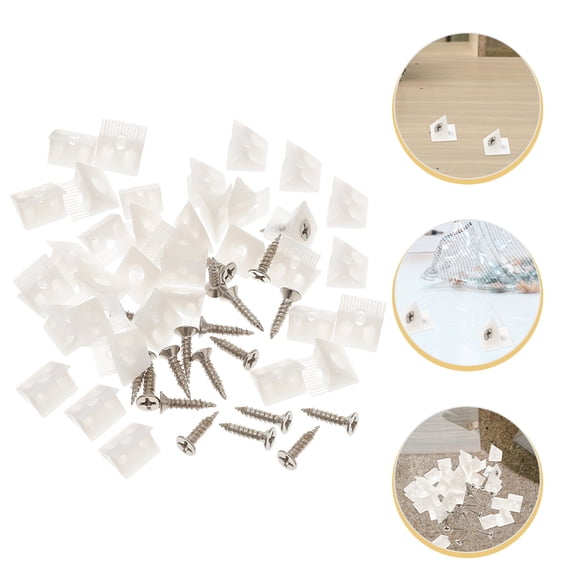PAMINGONO 106Pcs White Plastic Plastic Corner Brace with Screws for Drawer Bottom Support