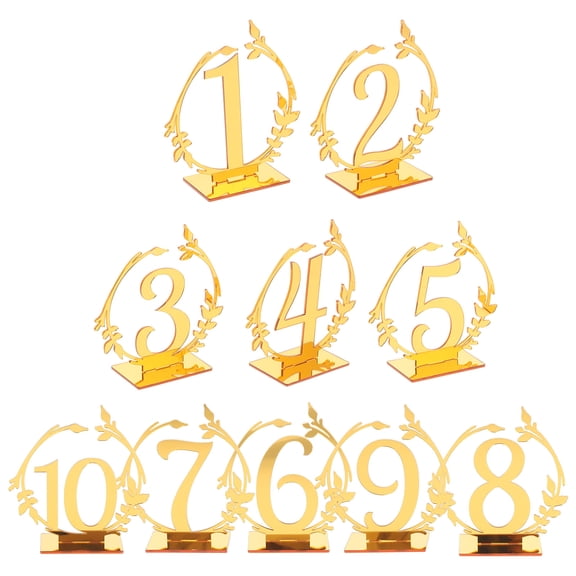 PAMINGONO 10Pcs Acrylic Table Numbers Golden Wedding Table Number Signs for Party Restaurant Banquet Decor