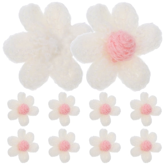 PAMINGONO 10Pcs Clothes Decorative Patches White Woolen Yarn for Sewing Accessories and Craft Projects
