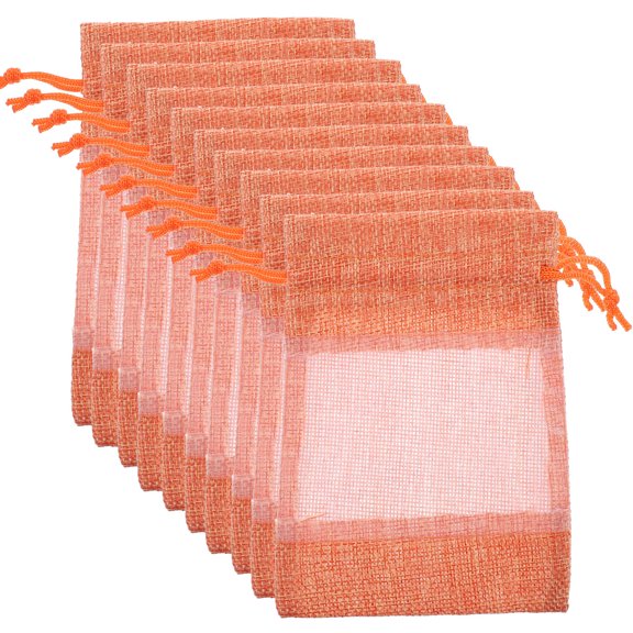 PAMINGONO 10Pcs Drawstring Bags Portable Orange Cloth Jewelry Pouches For Party Favors And present Packaging