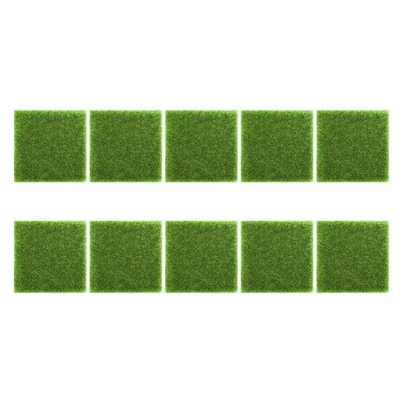 PAMINGONO 10Pcs Green PP Artificial Grass Mats for Indoor Decoration 15X5.9X0.2in