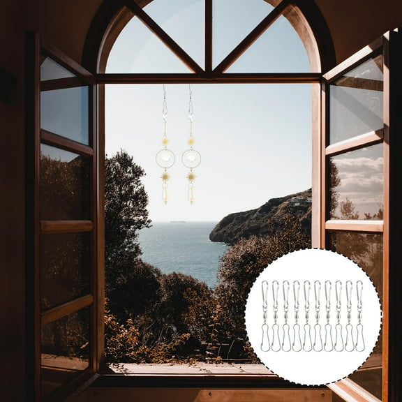 PAMINGONO 10Pcs Stainless Steel Rotating Suspension Hooks with Dual Clips for Garden and Outdoor Decorations