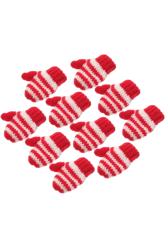 Mini Yarn Gloves Miniature Doll Gloves Woolen Yarn 10pcs 2.4x1.6x0.6in