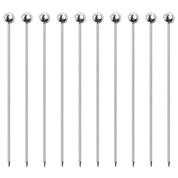 PAMINGONO Practical Round Bead Tip Picks Silver 10Pcs 4.32X0.79X0.79in