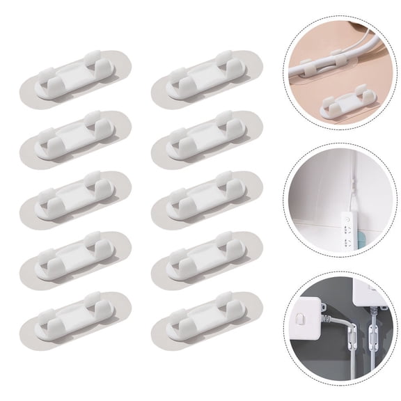 PAMINGONO 10Pcs Plastic Cable Clips Rectangular Cord Organizer Holder for Household Desk Organization 7X2.5X0.5in