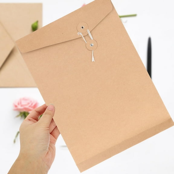 PAMINGONO 10Pcs Rectangular Kraft Paper Envelope for Business Use Legal Document Holder