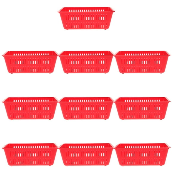 PAMINGONO 10Pcs Red Compact Plastic Storage Basket Reusable for Coins and Sundries